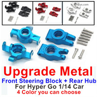 MJX Hyper Go 14301 14302 Upgrade Parts Metal Front Steering Block and Metal Rear Hubs.14230 + 14260.