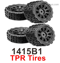 MJX Hyper Go 14301 14302 Parts 1415B1 Rally Wheels Tires.TPR Tires.Total 4pcs.Black Color.MJX Hyper Go 14301 14302 RC Car Replacement Accesories.