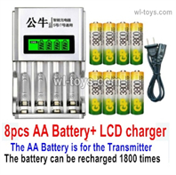 MJX Hyper Go 14301 14302 Parts 8pcs Rechargeable AA battery and LCD Charger for the Transmitter.MJX Hyper Go 14301 14302 RC Car Replacement Accesories.