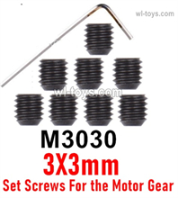 MJX Hyper Go 14301 14302 Parts M3030 M3X3mm Hexagon Socket Machine screws for the Motor gear.Total 8pcs-.MJX Hyper Go 14301 14302 RC Car Replacement Accesories.