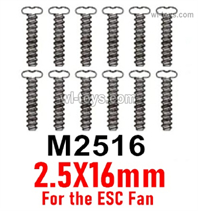 MJX Hyper Go 14301 14302 Parts M2516 Round Head Screws.2.5X16mm for the ESC Fan.Total 12pcs.MJX Hyper Go 14301 14302 RC Car Replacement Accesories.