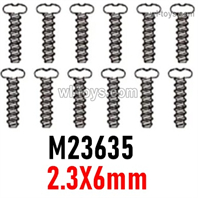 MJX Hyper Go 14301 14302 Parts M23635 Round Head Screws.2.3X6mm.Total 12pcs.MJX Hyper Go 14301 14302 RC Car Replacement Accesories.