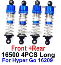 MJX Hyper Go H16 V1,V2,V3,H16H Parts Front and Rear shock absorber.16500.Total 4pcs Long Damper.Blue Color.It can only be used for the MJX H16 V1,V2,V3 Version,H16H RC Truck.MJX H16 H16E H16H H16P RC Car Replacement Accesories.