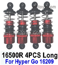 MJX Hyper Go H16 V1,V2,V3 Version,H16H Parts Front and Rear shock absorber.16500R.Total 4pcs Long Damper.Red Color.It can only be used for the MJX H16 V1,V2,V3 Version,H16H RC Truck.MJX H16 H16E H16H H16P RC Car Replacement Accesories.
