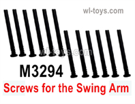 MJX Hyper Go H16 H16E H16H H16P Parts M3294 Screws for the Swing Arm.Total 12pcs.Round head flat tail half tooth screw.MJX H16 H16E H16H H16P RC Car Replacement Accesories.