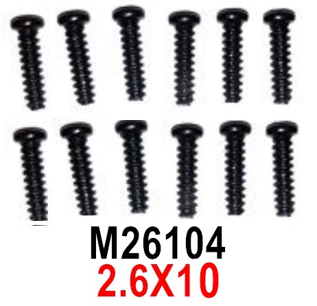 MJX Hyper Go H16 H16E H16H H16P Parts M26104 Pan Head screws with flat tail.2.6X11.Total 12pcs.MJX H16 H16E H16H H16P RC Car Replacement Accesories.