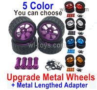MJX Hyper Go H16BM H16GT H16DR Parts Upgrade Metal Wheels Tires-Upgrade Metal Lengthed 24mm Hex wheel seat.There are 5 Color you can chooseMJX H16BM H16GT H16DR RC Car Replacement Accesories.