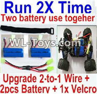 PXtoys 9302 Spare parts-32-03 Upgrade 2-to-1 wire and Velcro & 2pcs 1100mah Battery-Two battery can use together,Run 2x Time than usual,PXtoys 9302 RC Car Parts,PXtoys 9302 RC Truck Spare parts Accessories,1:18 4WD High Speed Buggy Parts