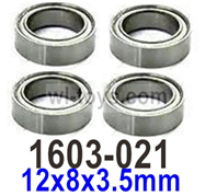 SG 1603 SG1603 Ball Bearings-1603-021-12x8x3.5mm-4pcs. SG 1603 SG1603 Parts, SG 1/16 Car Parts.