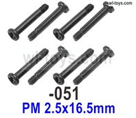 SG 1604 SG1604 Step screws.1604-051.PM 2.5x16.5mm.Total 8pcs. SG 1604 SG1604 Parts, SG 1/16 Car Parts.