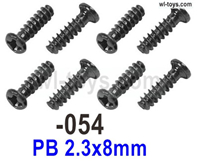 SG 1604 SG1604 Screws.1604-054.PB 2.3x8mm.Total 8pcs. SG 1604 SG1604 Parts, SG 1/16 Car Parts.