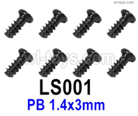 SG 2801 SG2801 Screws Parts LS001 Screws.Phillips Round Head Self-tapping screws.PB 1.4x3mm.Total 8pcs.SG 1/28 Car Parts.