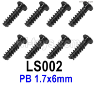SG 2801 SG2801 Screws Parts LS002 Screws.Phillips Round Head Self-tapping screws.PB 1.7x6mm.Total 8pcs.SG 1/28 Car Parts.