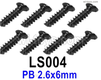 SG 2801 SG2801 Screws Parts LS004 Screws.Phillips Round Head Self-tapping Screws.PB 2.6x6mm.Total 8pcs.SG 1/28 Car Parts.
