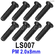 SG 2801 SG2801 Screws Parts LS007 Screws.Phillips Round Head screws.PM 2.0x8mm.Total 8pcs.SG 1/28 Car Parts.