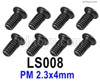 SG 2801 SG2801 Screws Parts LS008 Screws.Phillips Round Head screws.PM 2.3x4mm.Total 8pcs.SG 1/28 Car Parts.