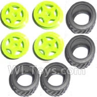 Subotech BG1503 Wheel Hub and Trire Lether(Each 4pcs)-Yellow,Subotech BG1503 RC Car Spare parts Accessories,1:16 2WD BG1503 RC Racing Car parts,High Speed Drifting Buggy Parts
