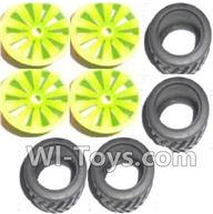 Subotech BG1504 Big Wheel Hub and Trire Lether(Each 4pcs)-Green,Subotech BG1504 RC Car Spare parts Accessories,1:16 2WD BG1504 RC Racing Car parts,High Speed Drifting Buggy Parts