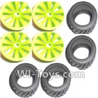 Subotech BG1505 Big Wheel Hub and Trire Lether(Each 4pcs)-Green,Subotech BG1505 RC Car Spare parts Accessories,1:16 2WD BG1505 RC Racing Car parts,High Speed Drifting Buggy Parts