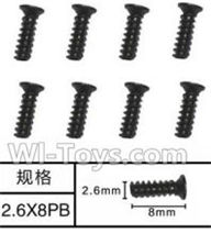 SuBotech BG1506 WLS008 Flat head screws(8pcs)-M2.6X8PB,Subotech BG1506 RC Car Spare parts Accessories,1:12 4WD BG1506 RC Racing Car parts,High Speed Drifting Buggy Parts