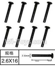 SuBotech BG1506 WLS014 Half Tooth Screws(8pcs)-M2.6X16,Subotech BG1506 RC Car Spare parts Accessories,1:12 4WD BG1506 RC Racing Car parts,High Speed Drifting Buggy Parts