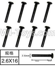 SuBotech BG1507 WLS014 Half Tooth Screws(8pcs)-M2.6X16,Subotech BG1507 RC Car Spare parts Accessories,1:12 4WD BG1507 RC Racing Car parts,High Speed Drifting Buggy Parts