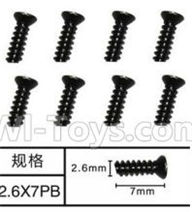 SuBotech BG1518 WLS007 Flat head screws(8pcs)-M2.6X7PB,Subotech BG1518 RC Car Spare parts Accessories,1:12 4WD BG1518 RC Racing Car parts,High Speed Drifting Buggy Parts