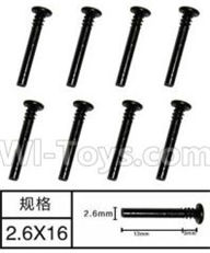 SuBotech BG1518 WLS014 Half Tooth Screws(8pcs)-M2.6X16,Subotech BG1518 RC Car Spare parts Accessories,1:12 4WD BG1518 RC Racing Car parts,High Speed Drifting Buggy Parts