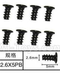 SuBotech BG1509 WLS006 Flat head screws(8pcs)-M2.6X5PB,Subotech BG1509 RC Car Spare parts Accessories,1:12 4WD BG1509 RC Racing Car parts,High Speed Drifting Buggy Parts