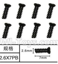 SuBotech BG1513 WLS007 Flat head screws(8pcs)-M2.6X7PB,Subotech BG1513 RC Car Spare parts Accessories,1:12 4WD BG1513 RC Racing Car parts,High Speed Drifting Buggy Parts