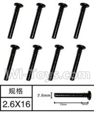 SuBotech BG1513 WLS014 Half Tooth Screws(8pcs)-M2.6X16,Subotech BG1513 RC Car Spare parts Accessories,1:12 4WD BG1513 RC Racing Car parts,High Speed Drifting Buggy Parts
