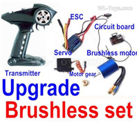 Subotech BG1525 Upgrade Brushless kit. It includes the Brushless motor, 2.4GHZ Transmitter, Reciever board, ESC, Brushless motor Gear, Servo with Servo arms.