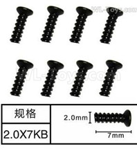 Subotech BG1525 Countersunk head screws. WLS002. The size is M2X7KB. Total 8pcs.
