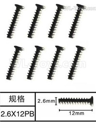 Subotech BG1525 Countersunk head screws. WLS011. The size is M2.6X12PB. Total 8pcs.
