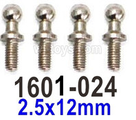 UDI RC Breaker 1601 Ball head screws-1601-024-4pcs-2.5x12mm. UDIRC Breaker 1601 Parts, UDI RC UD1601 1/16 Car Parts.