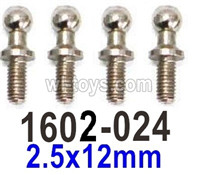 UDI RC 1602 Panther Ball head screws-1602-024-4pcs-2.5x12mm. UDI RC 1602 Panther Parts, UDIRC UD1602 1/16 Car Parts.