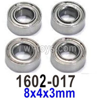 UDI RC 1602 Panther Ball Bearings-1602-017-8x4x3mm-4pcs. UDI RC 1602 Panther Parts, UDIRC UD1602 1/16 Car Parts.