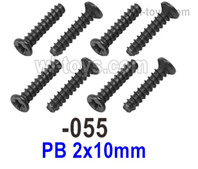 UDIRC 1603 Screws Parts.The kit number is 1601-055.The size is PB 2x10mm.Total 8pcs, UDIRC 1/16 RC Rally Car Replacement Accesories.