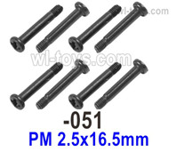 UDIRC 1604 Parts Step screws.The kit number is 1601-051..The size is PM 2.5x16.5mm.Total 8pcs, UDIRC 1/16 RC Rally Car Replacement Accesories.
