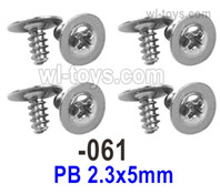 UDIRC 1604 Screws Parts with 8 media.The kit number is 1601-061.The size is PB 2.3x5mm.Total 8pcs, UDIRC 1/16 RC Rally Car Replacement Accesories.