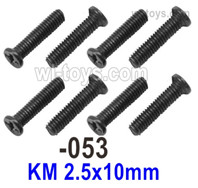 UDIRC 1607 Parts Step Screws.The kit number is 1601-053..The size is KM 2.5x10mm.Total 8pcs, UDIRC 1/16 RC Rally Car Replacement Accesories.