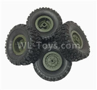WPL B-36 B36 URAL-4360 Spare Parts-02-01 Official Tire Lether(4pcs)+ Official wheel hub(4pcs)-Green,WPL B-36 B36 RC Car Parts,WPL Parts,WPL B-36 B36 RC Military Truck Spare parts Accessories,WPL 6X6 1:16 Off-road Truck Parts