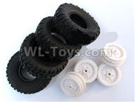 WPL B-36 B36 URAL-4360 Spare Parts-02-04 Official Tire Lether(4pcs)+ Official wheel hub(4pcs)-White,WPL B-36 B36 RC Car Parts,WPL Parts,WPL B-36 B36 RC Military Truck Spare parts Accessories,WPL 6X6 1:16 Off-road Truck Parts