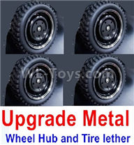 WPL B-36 B36 URAL-4360 Spare Parts-02-11 Upgrade Metal wheel hub and Tire lether(4 set)-Black,WPL B-36 B36 RC Car Parts,WPL Parts,WPL B-36 B36 RC Military Truck Spare parts Accessories,WPL 6X6 1:16 Off-road Truck Parts