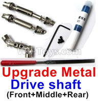 WPL B-36 B36 URAL-4360 Spare Parts-04-07 Upgrade Front+Middle+Rear Metal Drive shaft(3pcs-Silver color)-with screws,wrench and Sickle,WPL B-36 B36 RC Car Parts,WPL Parts,WPL B-36 B36 RC Military Truck Spare parts Accessories,WPL 6X6 1:16 Off-road Truck Parts