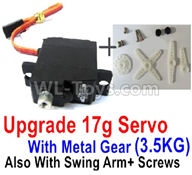 WPL B-36 B36 URAL-4360 Spare Parts-17-02 Upgrade 17g Servo with Meat gear(3.5KG) Swing Arm and Screws,WPL B-36 B36 RC Car Parts,WPL Parts,WPL B-36 B36 RC Military Truck Spare parts Accessories,WPL 6X6 1:16 Off-road Truck Parts