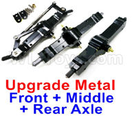 WPL B16 Parts-06-05 Upgrade Metal Front axle+Upgrade Metal Middle axle+Upgrade Metal Rear axleSilver colo-Black color,WPL B16 B-16 RC Car Parts,WPL 6X6 Parts,WPL B16 B-16 RC Military Truck Spare parts Accessories,WPL 1:16 Off-road Truck Parts