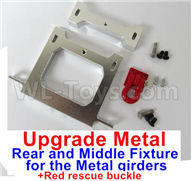 WPL B16 Parts-12-05 Upgrade Metal Rear and Middle Fixture for the Metal girders & Red rescue buckle,WPL B16 B-16 RC Car Parts,WPL 6X6 Parts,WPL B16 B-16 RC Military Truck Spare parts Accessories,WPL 1:16 Off-road Truck Parts