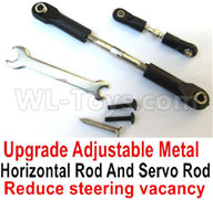 WPL B16 Parts-28-02 Upgrade Adjustable Metal Horizontal Rod and Servo Rod-Include the Wrench and Screws-Reduce steering vacancy,WPL B16 B-16 RC Car Parts,WPL 6X6 Parts,WPL B16 B-16 RC Military Truck Spare parts Accessories,WPL 1:16 Off-road Truck Parts
