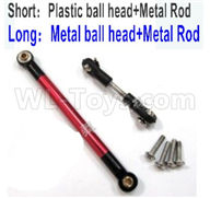 WPL B16 Parts-29-01 Long Rod is Metal Black ball head+Metal Rod-Red & Short Rod is Plastic ball head+Metal Rod,WPL B16 B-16 RC Car Parts,WPL 6X6 Parts,WPL B16 B-16 RC Military Truck Spare parts Accessories,WPL 1:16 Off-road Truck Parts